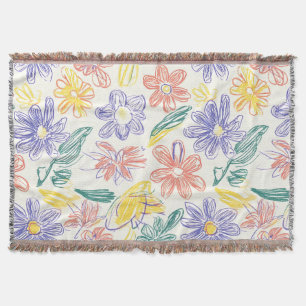 Cobertor Esboço de Flor Silvestre Vintage (9)