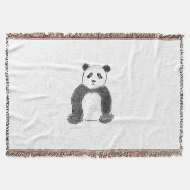 Cobertor Esboço preto e branco do panda (Frente)