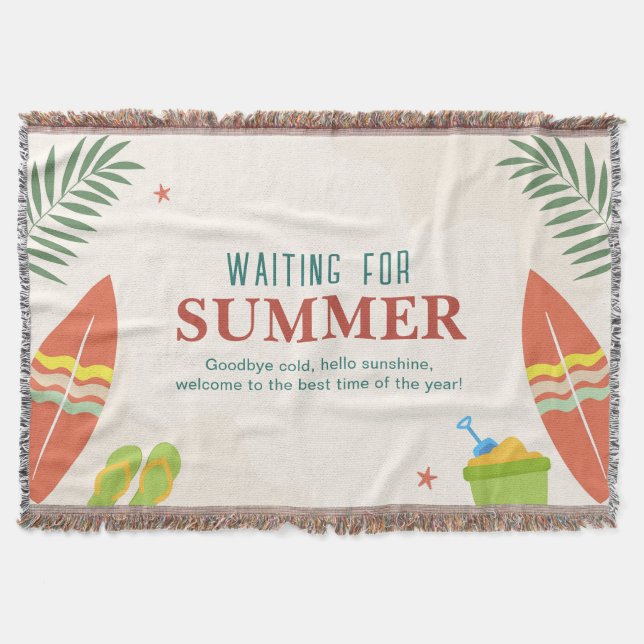 Cobertor Esperando pela Diversão de Verão na Praia  (Frente)