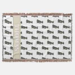 Cobertor Espessura Pitbull (Preto) Azul e Branco