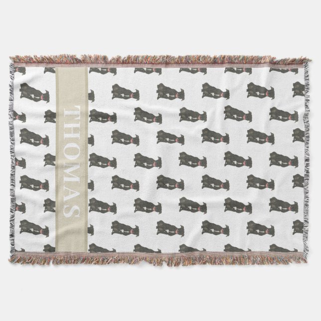 Cobertor Espessura Pitbull (Preto) Azul e Branco (Frente)