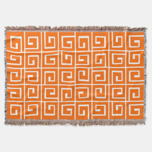 Cobertor Espirais Quadrados - Laranja em Branco