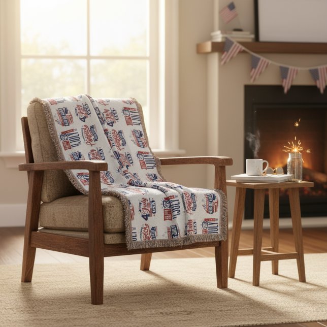 Cobertor Espírito de Independência Quarto de julho (Spirit of Independence Fourth of July Throw Blanket)