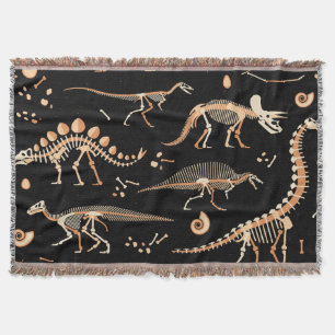 Cobertor Esqueletos de dinossauro, fósseis, padrão de colhe