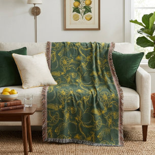 Cobertor Esquema de limão amarelo em verde escuro