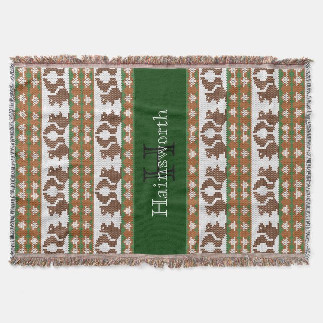 Cobertor Esquilos e Bolotas Fair Isle Monograma (Frente)