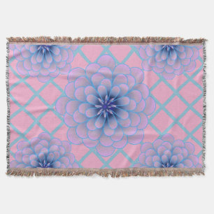 Cobertor Estética de Padrão Floral Roxo Azul Pastel Sem Cos