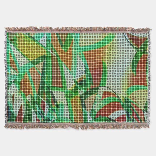 Cobertor Estilo da cesta, fitas curvas verdes, detalhes dos (Frente)