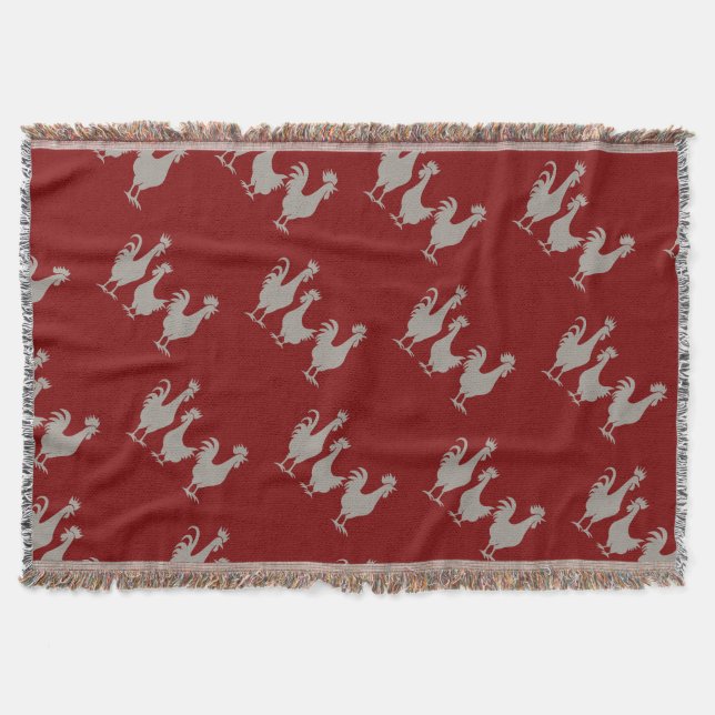 Cobertor Estilo de Estêncil de Corte de Três Hens Franceses (Frente)