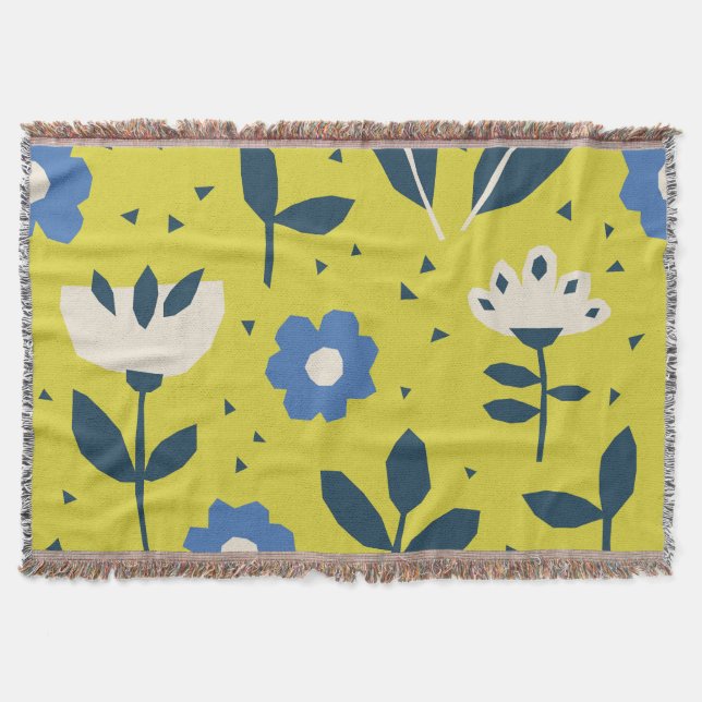 Cobertor Estilo escandinavo, padrão floral uniforme. (Frente)