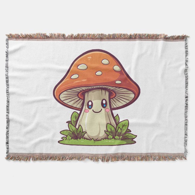 Cobertor Estilo kawaii fofo, procura de cogumelos (Frente)