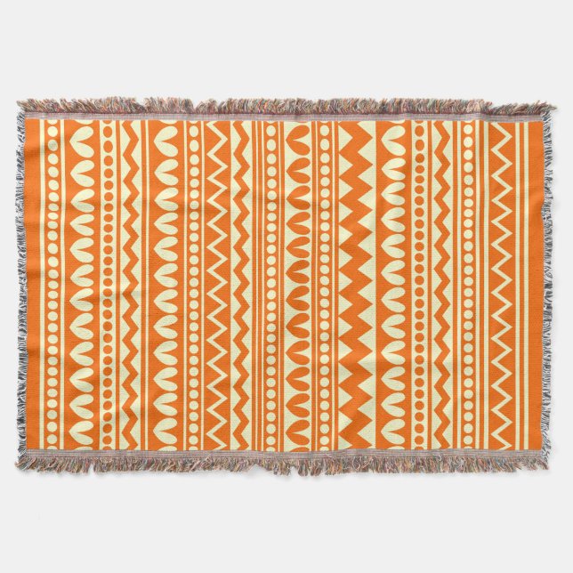 Cobertor Estilo Tribal - Laranja no Amarelo Pálido (Frente)