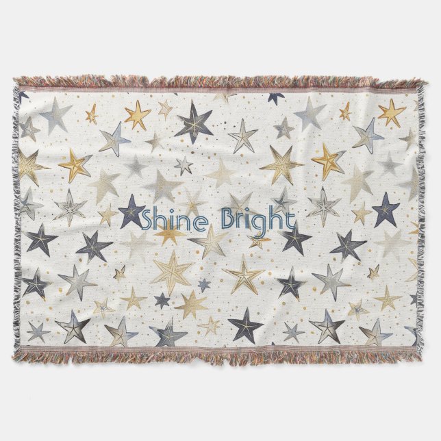 Cobertor Estrelas Azuis Prata Dourado (Frente)