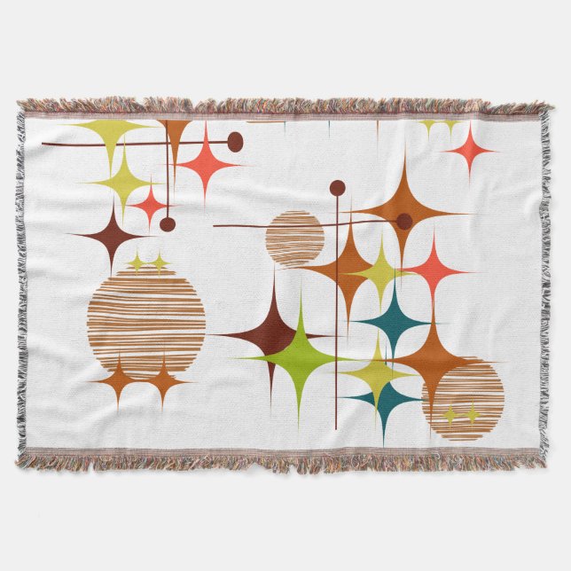 Cobertor Estrelas e Globos Modernos de Meados do Século (Frente)