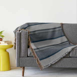 Cobertor Estrias azuis e cinzas