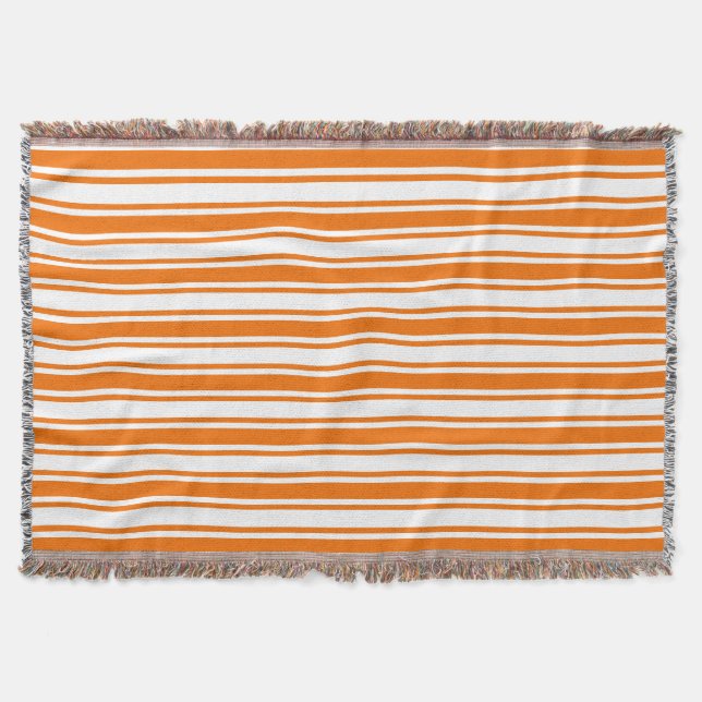 Cobertor Estrias de cor laranja e branca (Frente)