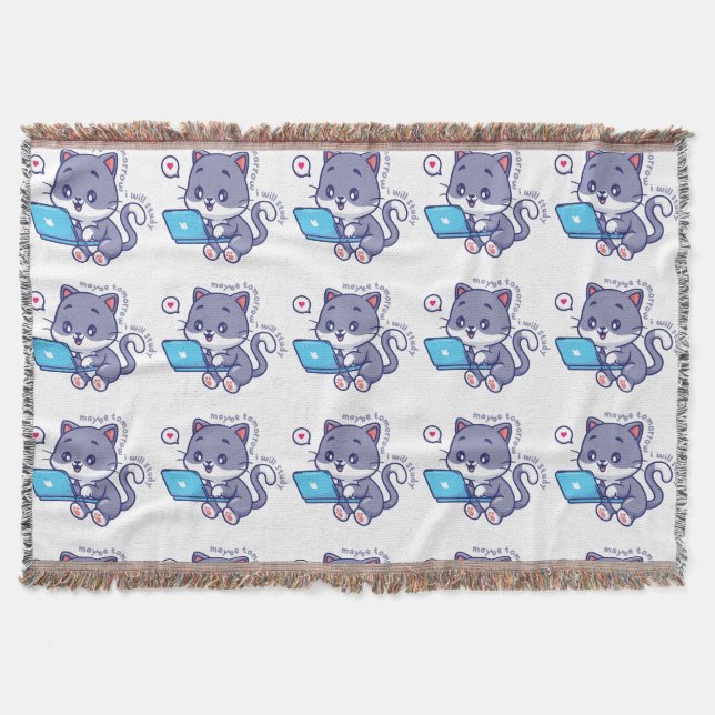 Cobertor estudante preguiçoso giro - talvez amanhã eu estud (Frente)