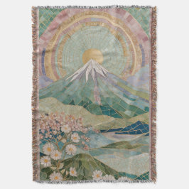 Cobertor Ethereal Bloom: Pastel Mosaic Volcano in Spring