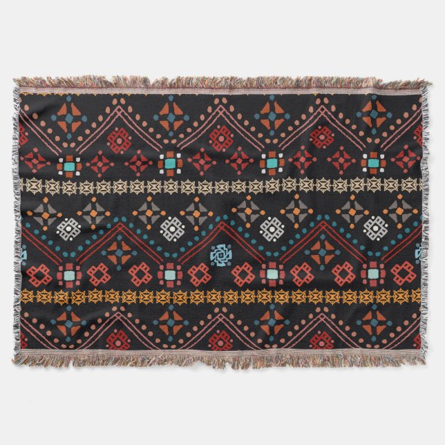 Cobertor Étnica Boho: Tribal Colorida Sem Olho. (Frente)
