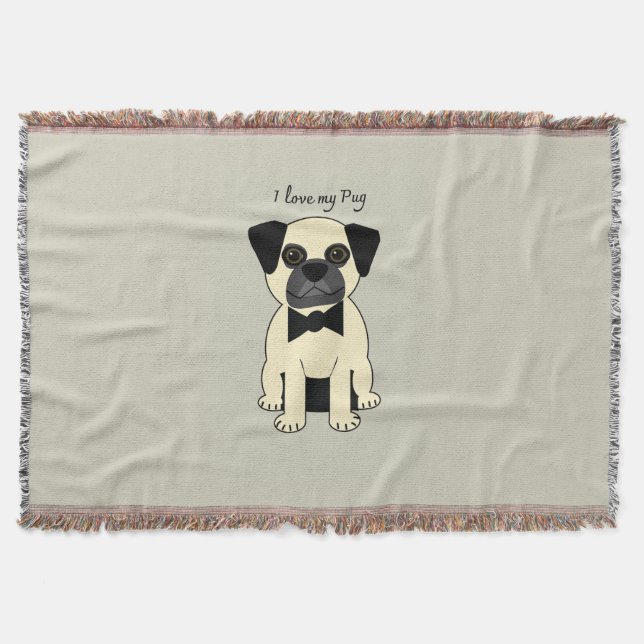 Cobertor Eu Amo Meu Pug (Frente)