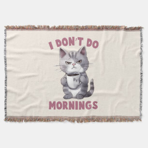 Cobertor Eu não faço manhãs - Cinza gato com café