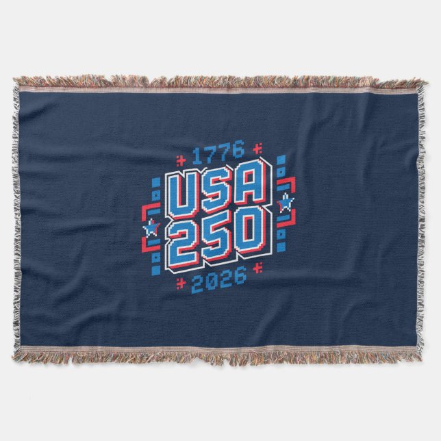 Cobertor EUA 250 - 1776-2026 Pixel Art (Frente)