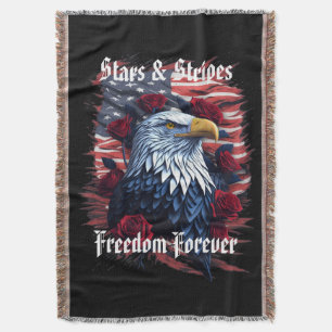 Cobertor EUA Flag Bald Eagle e Rosas Stars & Stripes