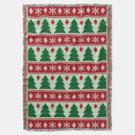 Cobertor Evergreens & Snowflakes Knit