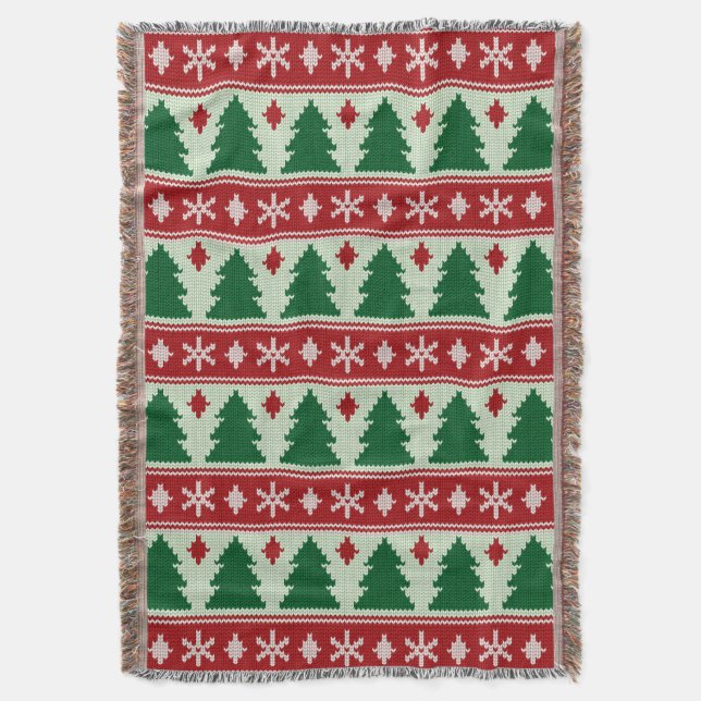 Cobertor Evergreens & Snowflakes Knit (Frente Vertical)