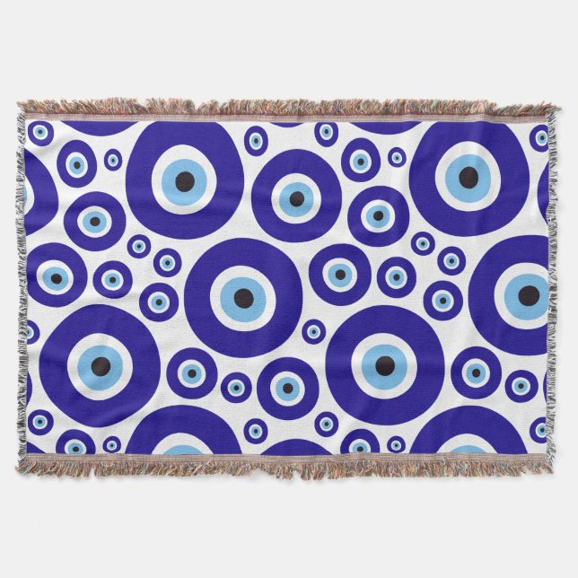 Cobertor Evil Eye Pattern, Greek Eye, Turkish Eye, Nazar (Frente)