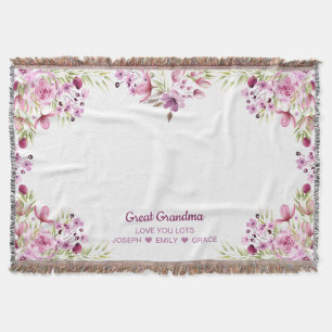 Cobertor Excelente vovó rosa e borda da flor púrpura