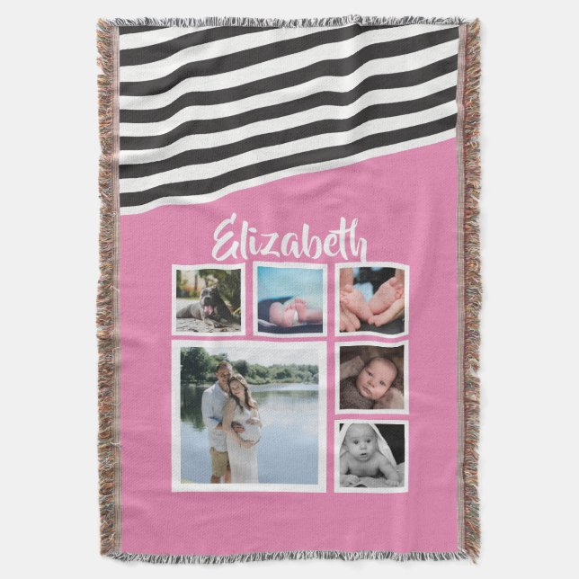 Cobertor Exclusivo Personalizado, em Faixa Rosa (Frente Vertical)