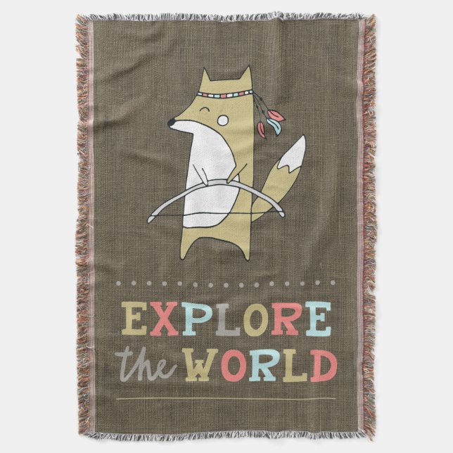 Cobertor Explore o World Boho Fox Kids (Frente Vertical)