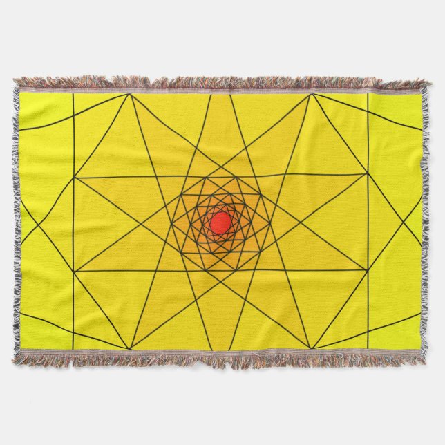 Cobertor Explosão Geométrica de Estrela - Design Amarelo e  (Frente)