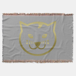 Cobertor Face de Gato Dourada e Falso - Cor de fundo person