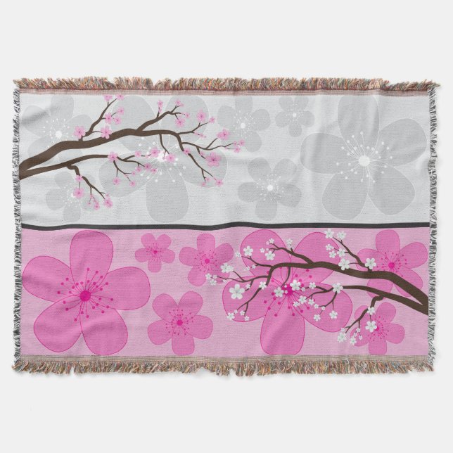 Cobertor Faixas de Flor de Cerejeira (Frente)