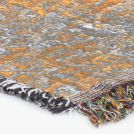 Cobertor Falado com laranja ouro sobre cinza esbranquiçada