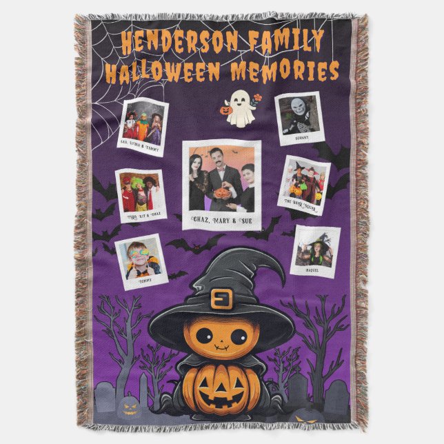 Cobertor Family Halloween Memories Collage – Kid Witch (Frente Vertical)