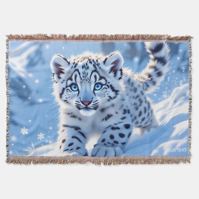 Cobertor Fantasia Bebe Leopardo da Neve Fofo (Frente)