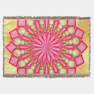 Cobertor Fantasia de Mandala em Ouro Rosa