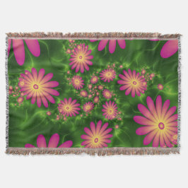 Cobertor Fantasia Rosa Flói Arte Fractal Moderna Abstrato