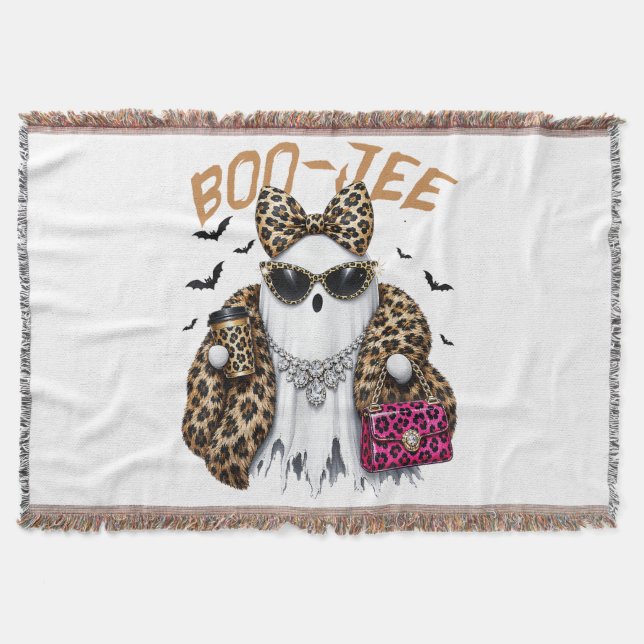 Cobertor Fantasma Leopardo Coquette Boo-JEE Halloween (Frente)