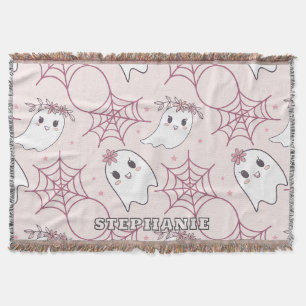 Cobertor Fantasminha Rosa Pastel Halloween Kawaii
