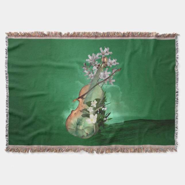 Cobertor Fantástico violino com flores (Frente)