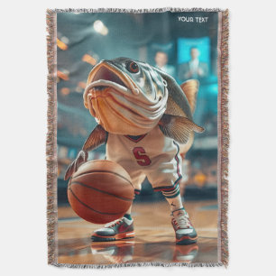 Cobertor Fantasy Cujo Peixe Jogando Basquete