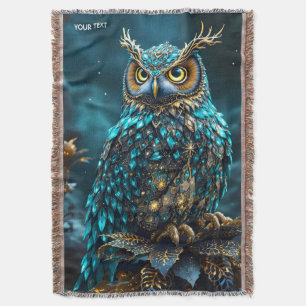 Cobertor Fantasy Cute Brass Turquoise Owl