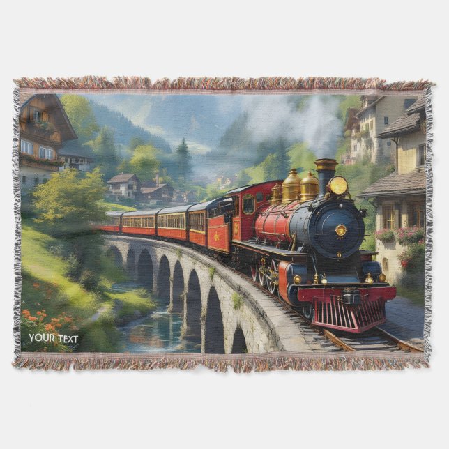 Cobertor Fantasy Cute Crimson Antiguo Trem (Frente)