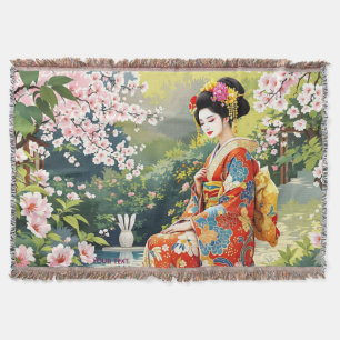 Cobertor Fantasy Cute Girl Kimono Sakura