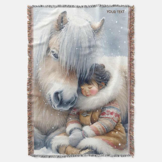Cobertor Fantasy Cute Horse Girl Winter (Frente Vertical)
