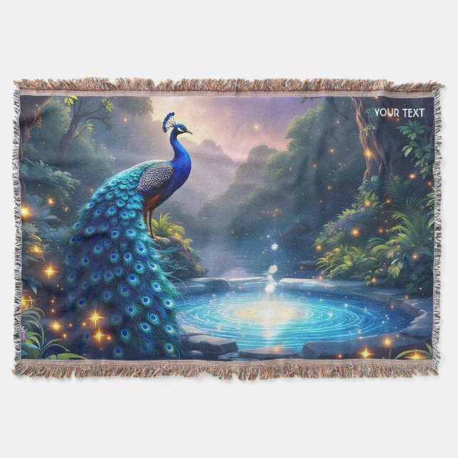 Cobertor Fantasy Cute Night Puddle Peacock (Frente)